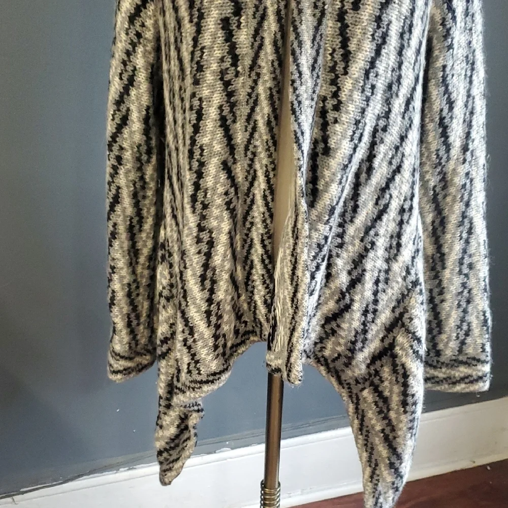 Gloria Jewel  Cozy Black Grey White Women's Waterfall Drape  Cardigan Sweater - Picture 5 of 15